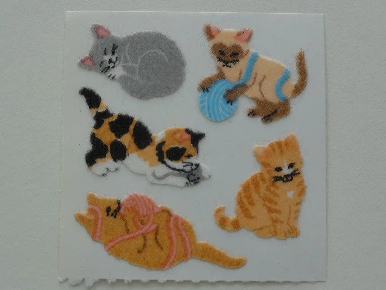 Sandylion Cat Kitten Fuzzy Sticker Sheet / Module - Vintage & Collectible