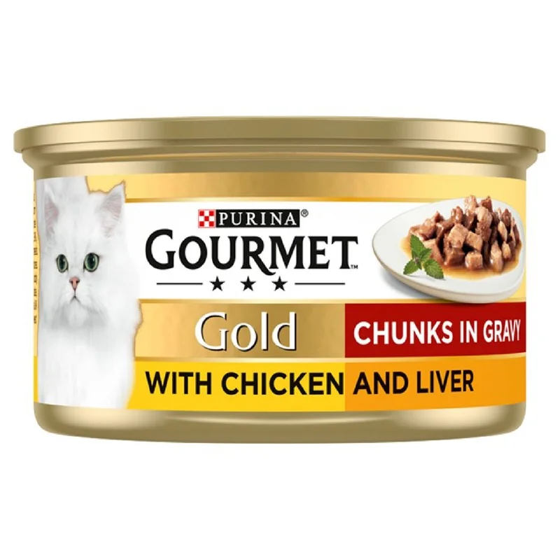 Gourmet Gold Tinned Cat Food Chicken and Liver In Gravy 85g