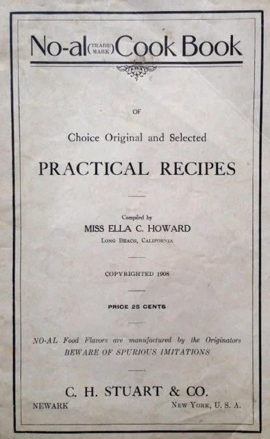 (Booklet) Howard, Miss Ella C. No-al Cook Book of Choice Original and Selected Practical Receipts.