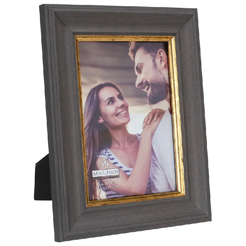 Malden : 4x6 Dark Gray Scoop with Gold Frame