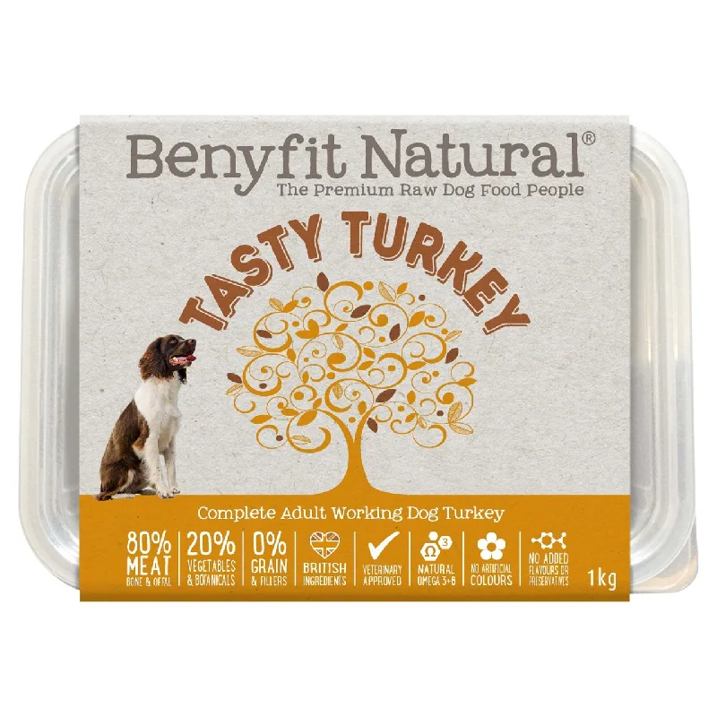 Benyfit Natural Tasty Turkey Complete Adult Raw Working Dog Food 1kg