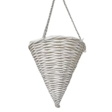 Garden Hanging Basket White Willow Cone 30cm By Croft