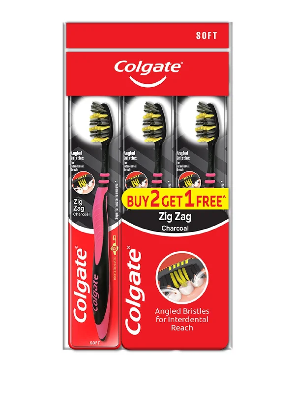 COLGATE TOOTHBRUSH ZIG ZAG CHARCOAL B2F1