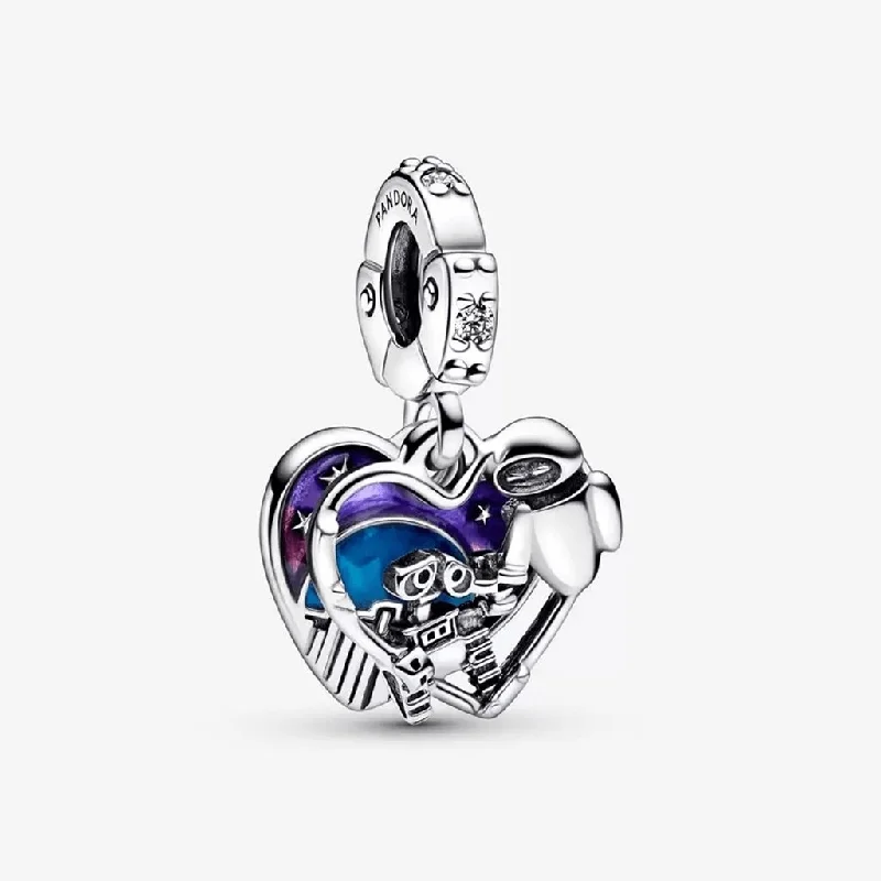 PANDORA : Disney Pixar Wall-E & Eve Glow-in-the-dark Dangle Charm