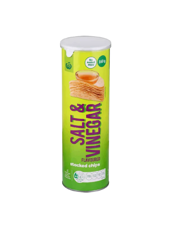 WOOLWORTHS SALT & VINEGAR STACKED CHIPS 160G