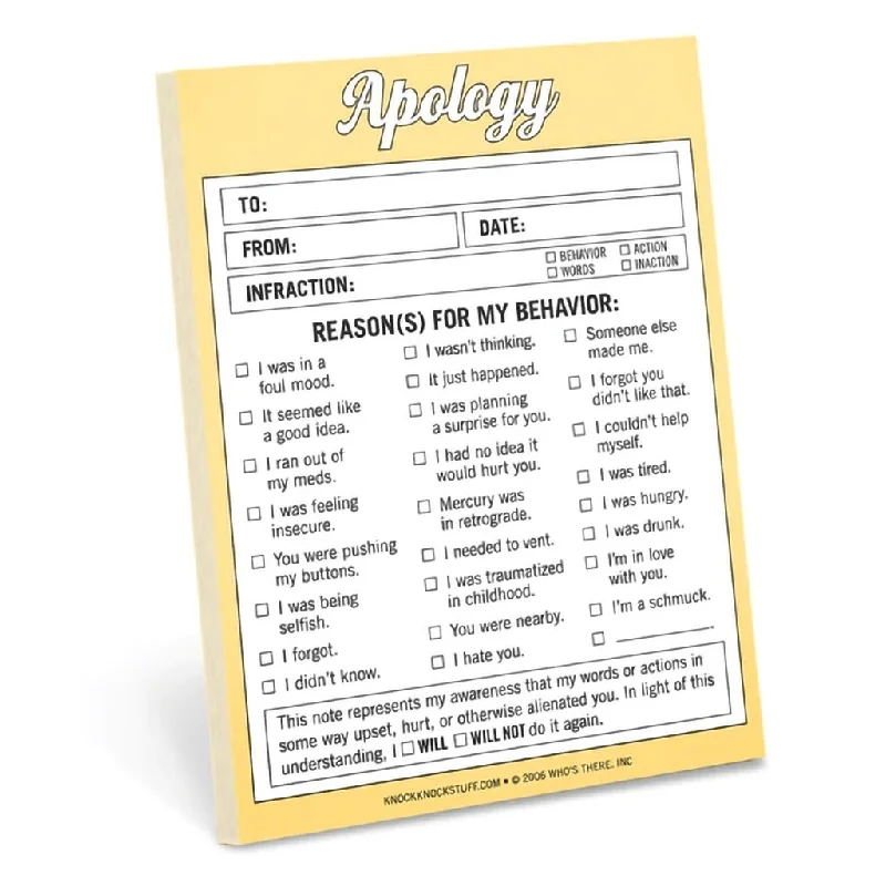 Knock Knock : Apology Nifty Note Pad