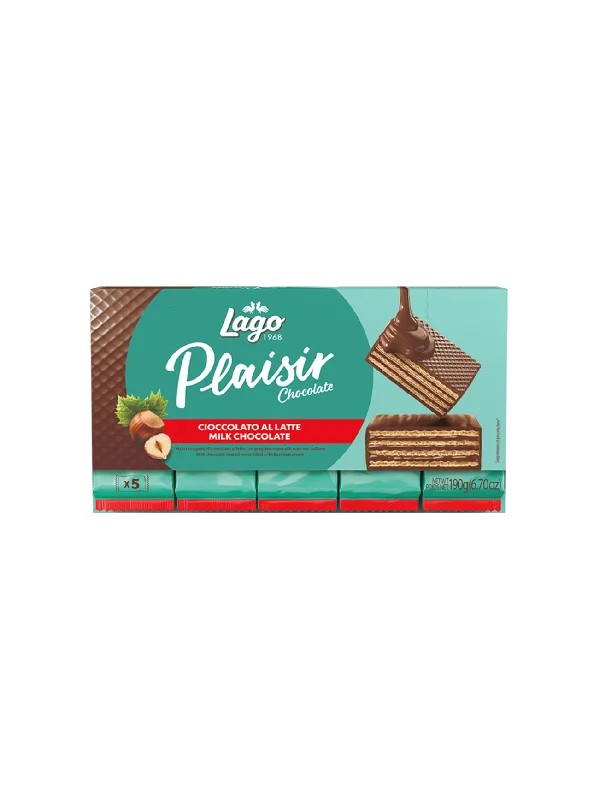 LAGO PLAISIR CHOC WAFERS MILK CHOCO HAZELNUT 190G