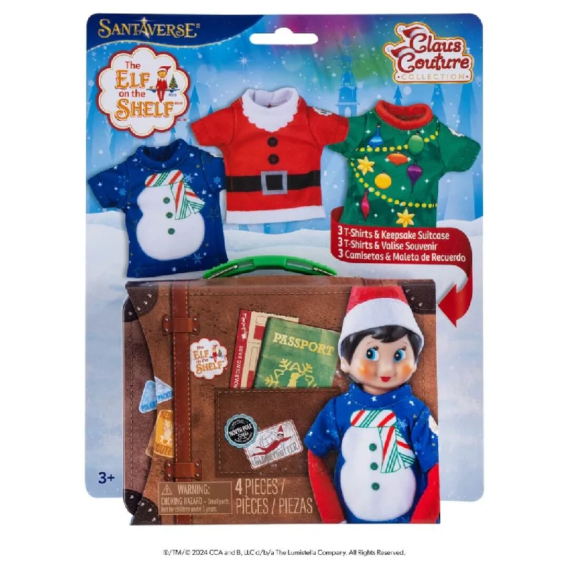 The Elf on the Shelf® Claus Couture Collection® Christmas Tee Pack: 3 Party Tees and Collectible Carrying case