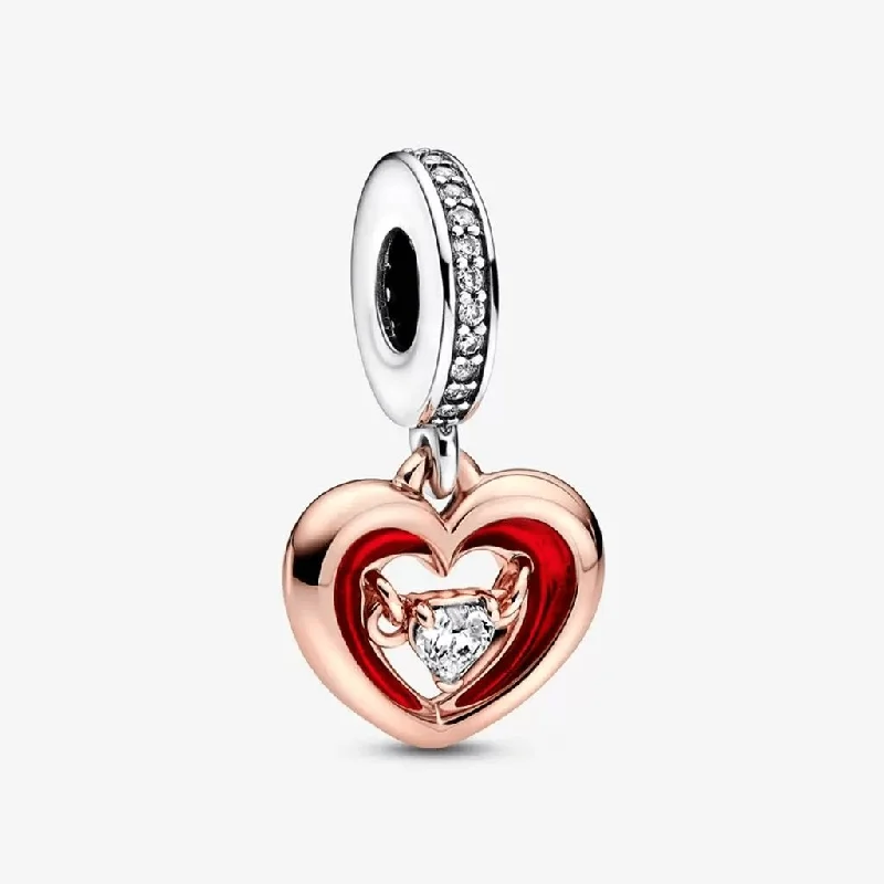 PANDORA : Two-tone Radiant Heart Dangle Charm