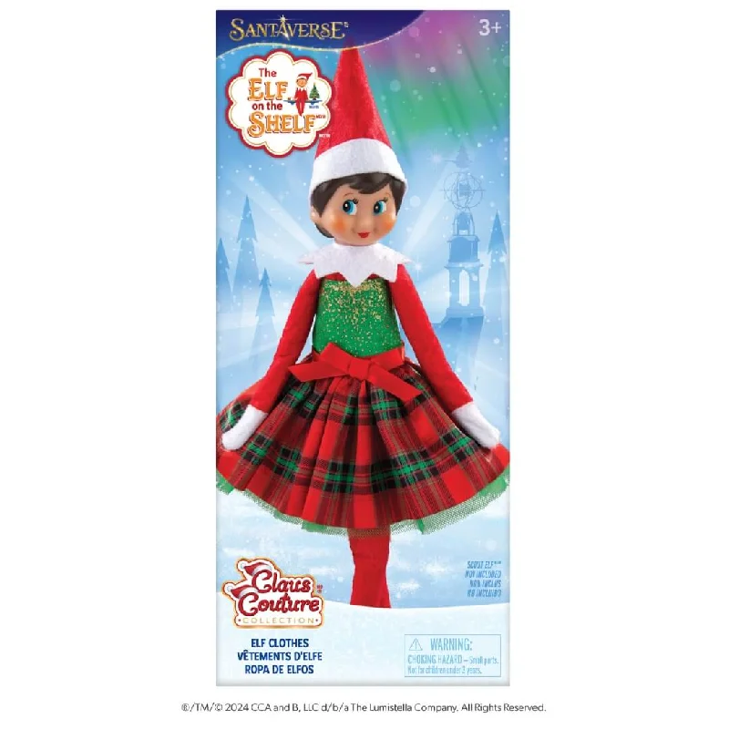 The Elf on the Shelf® Claus Couture Collection® Gifts and Glamour Festive Plaid Dress