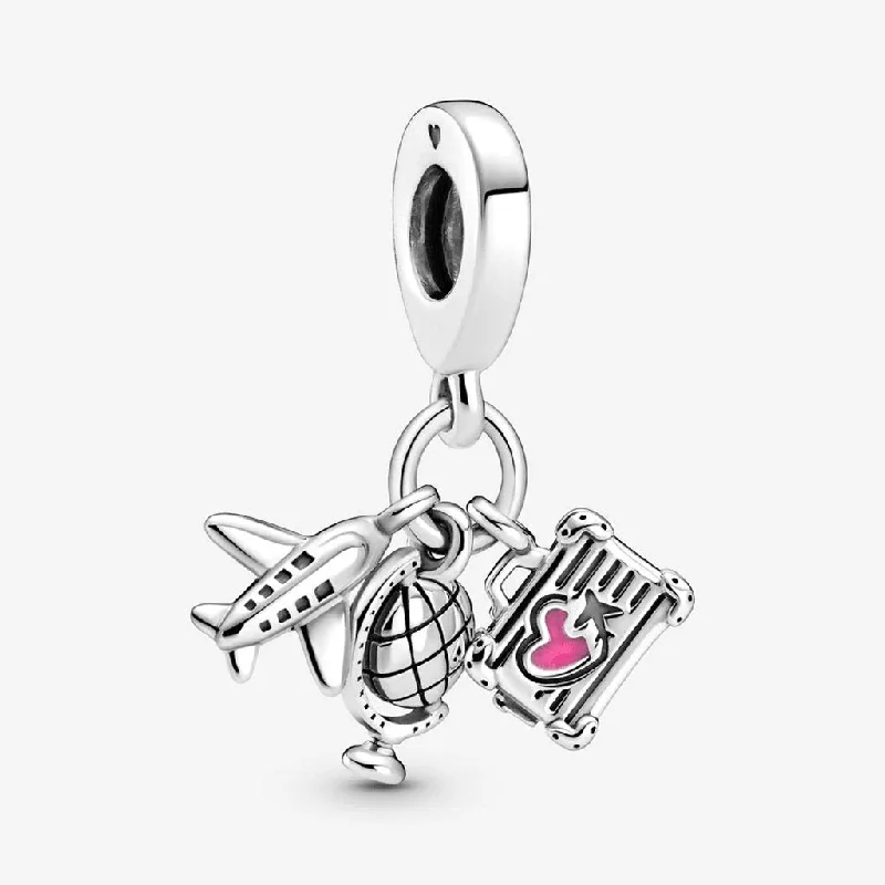 PANDORA : Airplane, Globe & Suitcase Dangle Charm