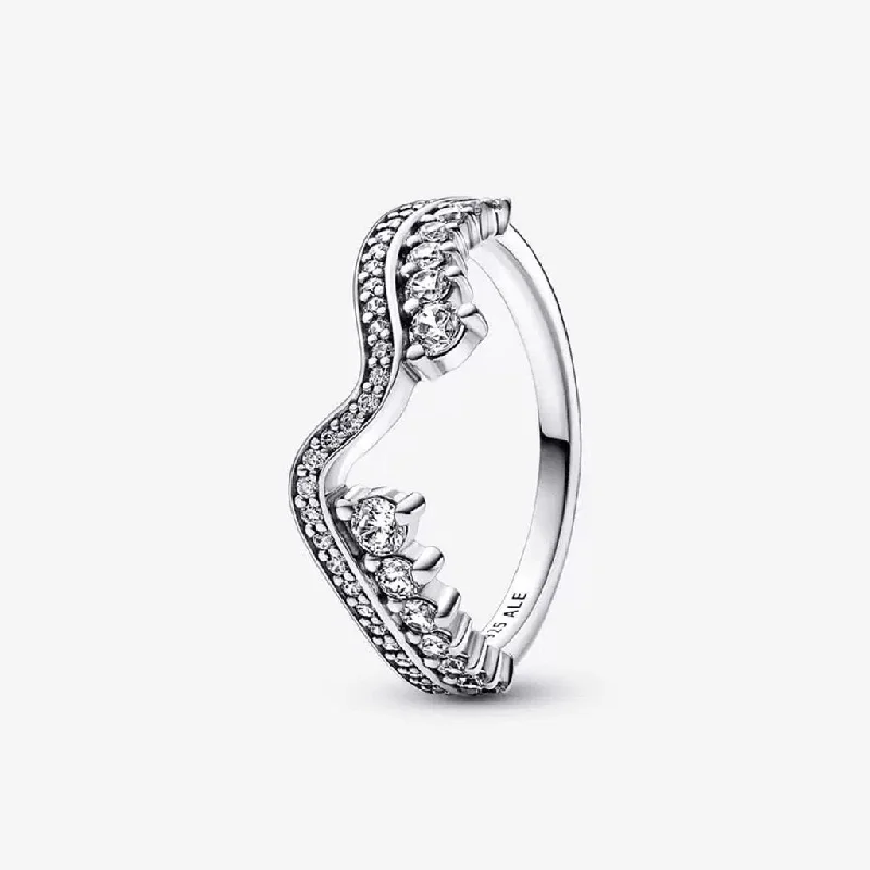 PANDORA : Sparkling Asymmetric Wave Ring