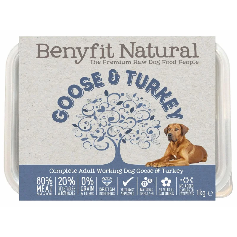 Benyfit Natural Goose & Turkey Complete Adult Raw Working Dog Food 1kg