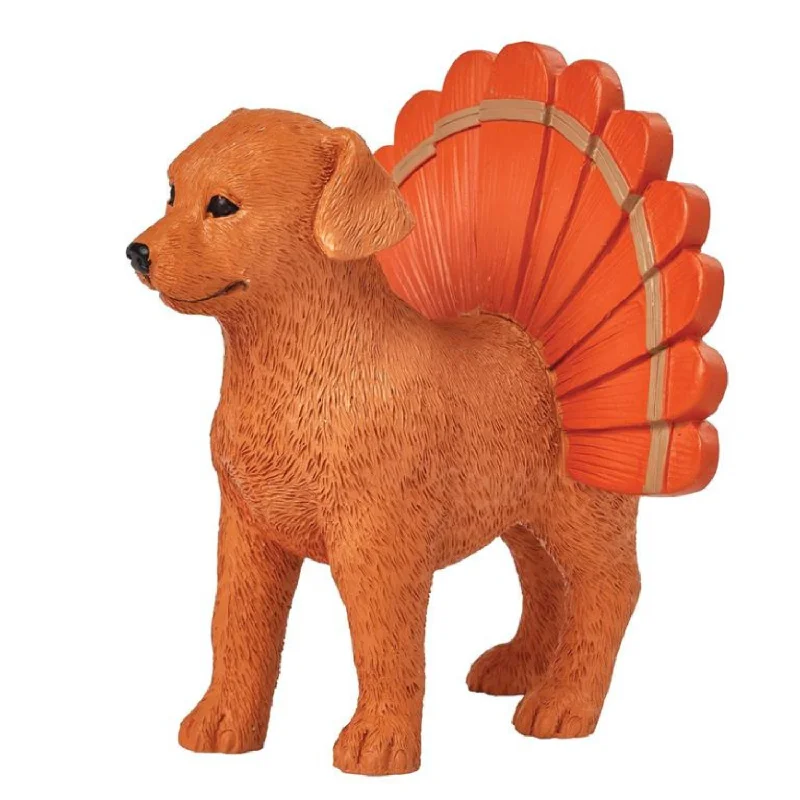 Brown Dog with Thanksgiving Turkey Costume Mini Figurine 3"