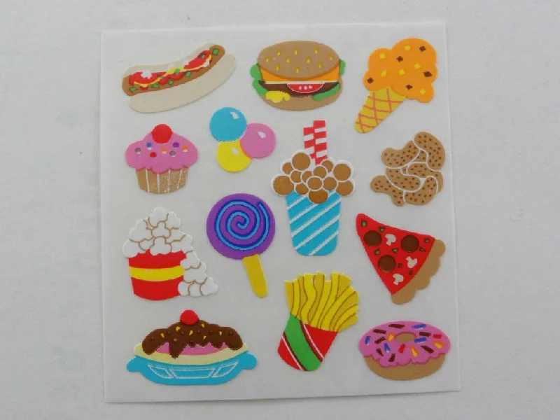 Sandylion Hotdog Fries Popcorn Ice Cream Food Sticker Sheet / Module - Vintage & Collectible