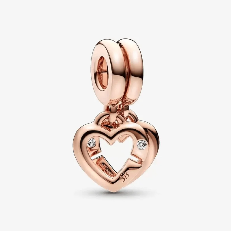 PANDORA : Linked Sister Hearts Split Dangle Charm