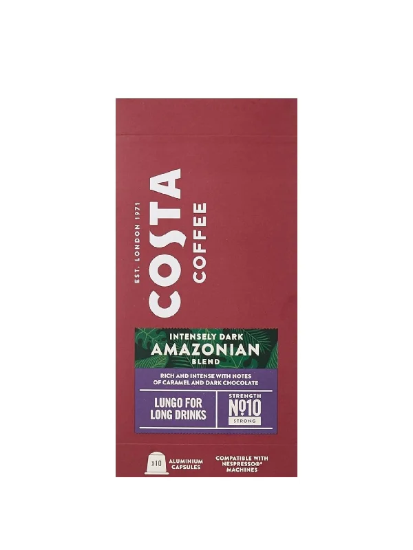 COSTA COFFEE AMAZONIAN BLEND LUNGO PODS 10S