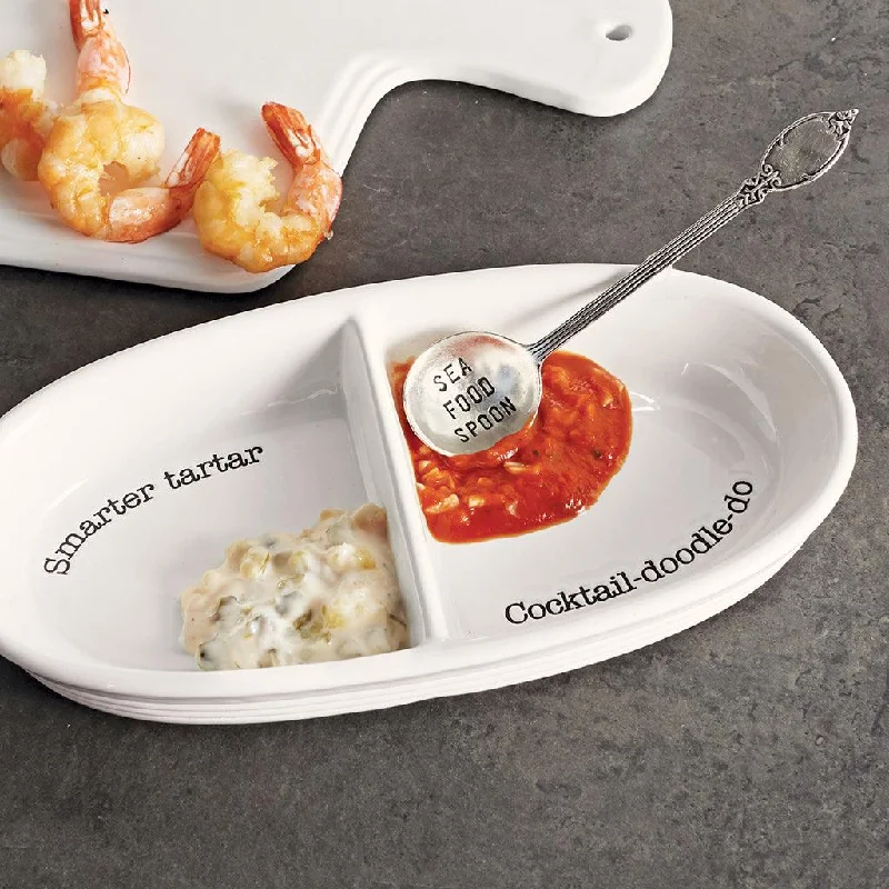 Mud Pie : Ceramic Seafood Dipping Sauce Dish & Spoon Set