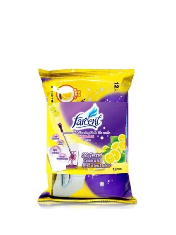 FARCENT A/BAC WET TISSUE LEMON 12S