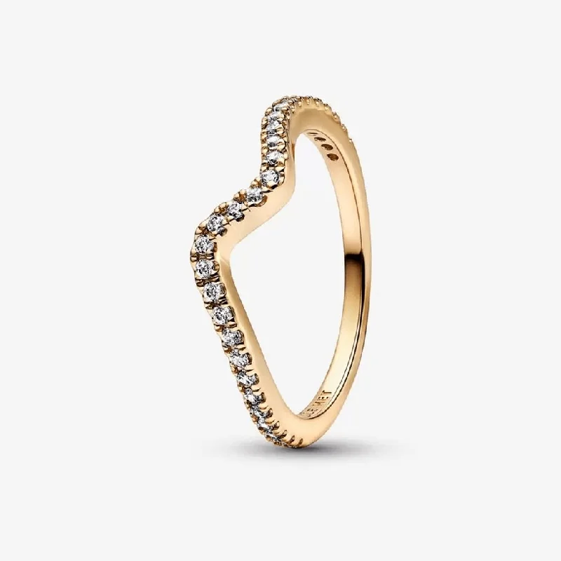 PANDORA : Sparkling Wave Ring - Gold Plated