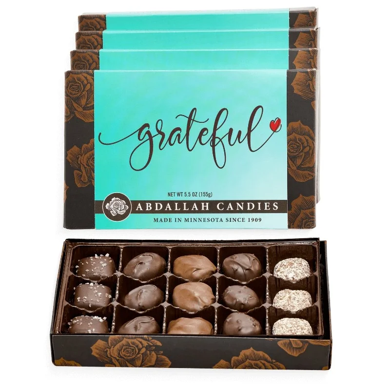 Abdallah Candies : Greeting Card Box "Grateful" Chocolate Assortment