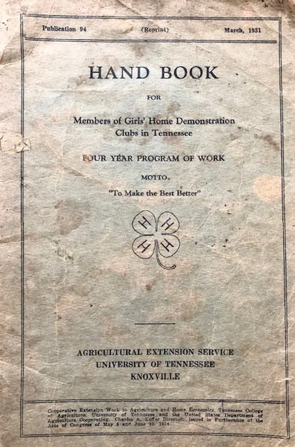 Hand Book for Members of Girls' Home Demonstration Clubs in Tennessee