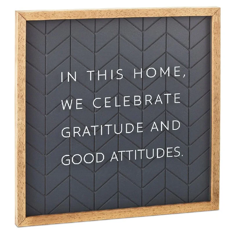 Hallmark : Gratitude and Good Attitudes Framed Quote Sign, 12x12