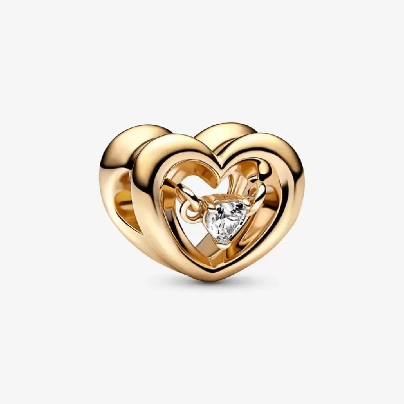 PANDORA : Radiant Heart & Floating Stone Charm