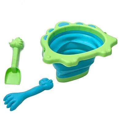 Dinosaur Beach Play Set With Collapsible Bucket - Green And Blue