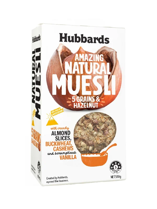 HUBBARDS MUESLI 5 GRAINS&HAZELNUT 590G