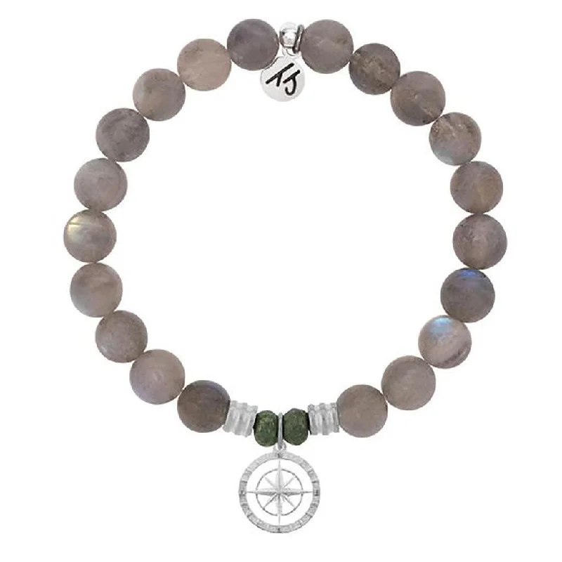 T. Jazelle : Labradorite Stone Bracelet with Compass Rose Sterling Silver Charm