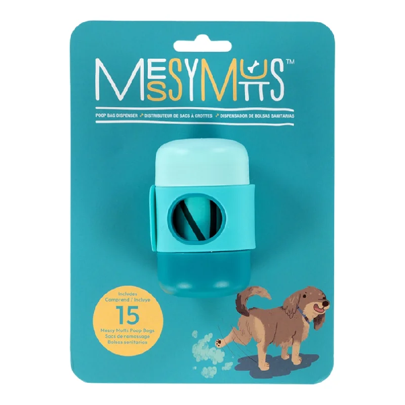 Messy Mutts Dog Wastebag Holder with Strap - Blue