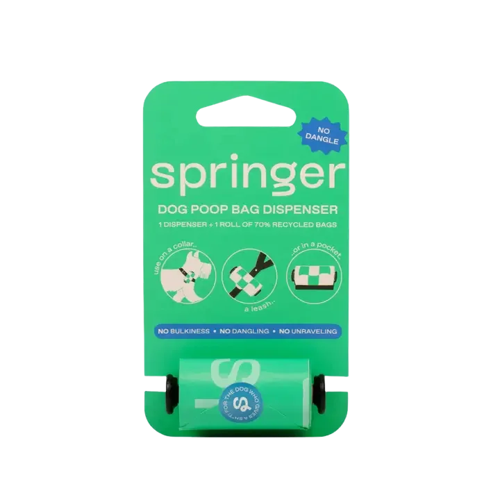 Springer Dog Poop Bag Dispenser Holder + Roll - Black